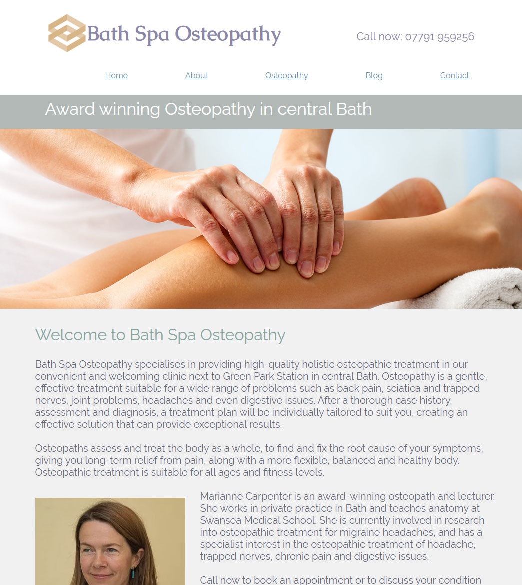 Bath Spa Osteopathy website