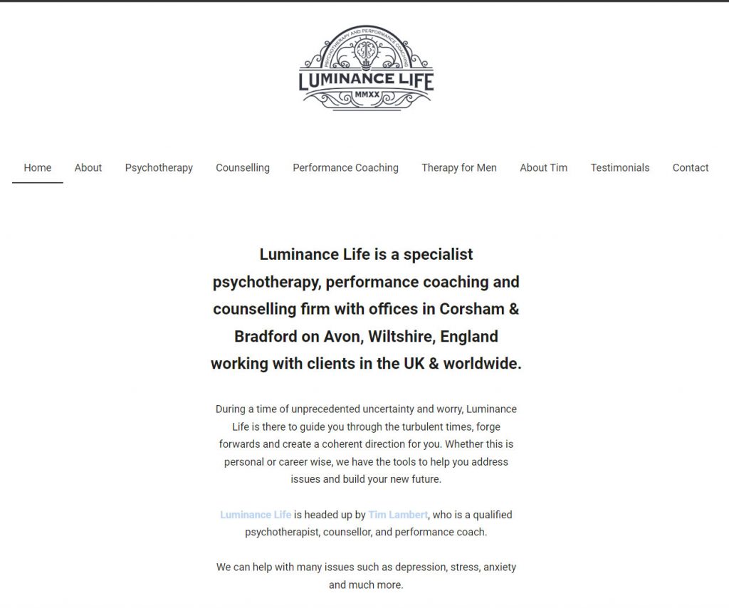 Luminance Life website